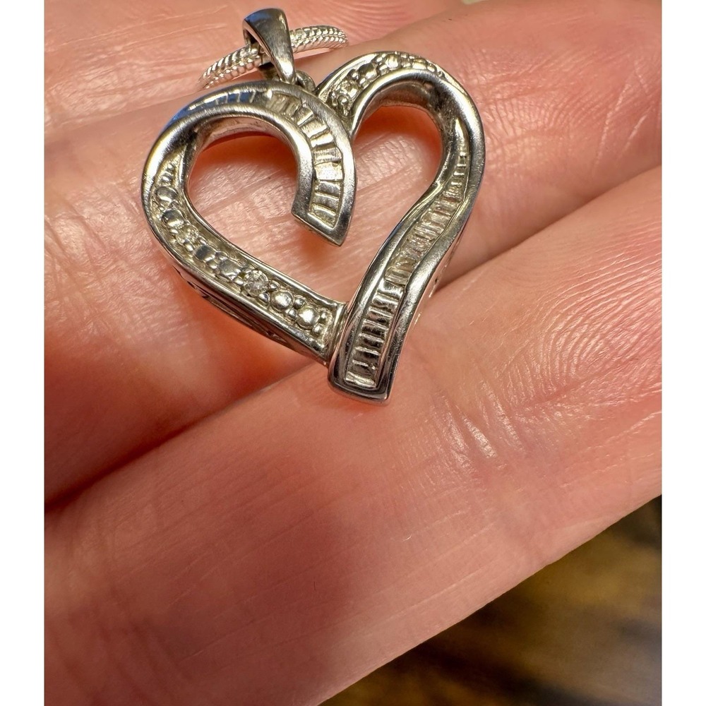 RL‎ 925 Sterling Silver CZ Heart Pendant Snake Chain 18" Necklace India